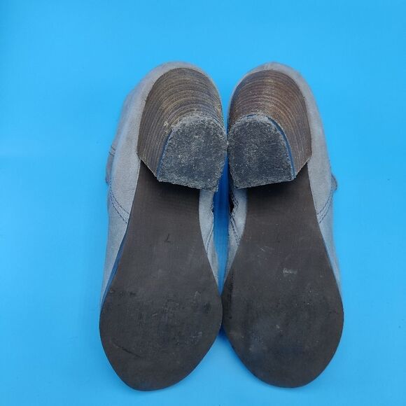 Diba slouch Ankle Bootie Chunky Stacked Heels Gray Leather Sz 7 #188 - Picture 12 of 13